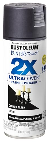 Rust-Oleum Painter's Touch 2X Ultra Cover Spray Paint, Satin Canyon Black - color: Satin Canyon Black, size: 12 Ounce (Pack of 1)