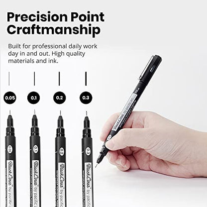 Pacific Arc Blackliner Fine Line Drawing Pen Sets 4 Assorted fine - size: 1 Count (Pack of 4)