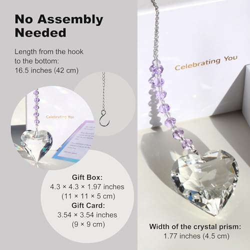 Celebrating You Rainbow Maker, Birthday Gifts for Women, Friendship Gifts | Matching Gift Card, Gift Box & Bag | Crystal Heart Suncatcher | Brighten Every Day with Rainbows | Sweet Lavender - color: Sweet Lavender