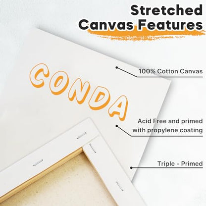 CONDA Mini Stretched Canvas for Painting, 4x4In Canvas in Bulk 12Pack 4/8In Profile Small Square Canvas, 100% Cotton Primed Blank Canvases for Acrylics, Oils Painting, School Projects and Home Decor - size: 4x4 inch
