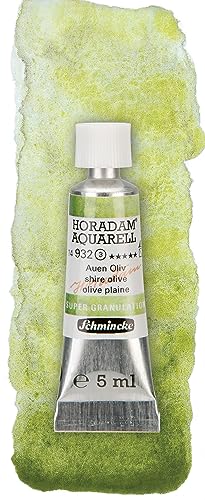 Schmincke - HORADAM® AQUARELL, Super Granulation, 14 932 001 Shire Olive, 5 ml tube, very strong granulating colors, finest, super granulating watercolors - color: 932 shire olive