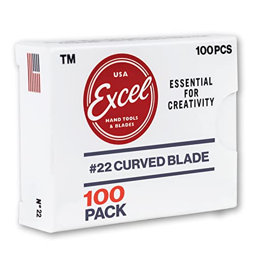 Excel Blades 100 PCS Craft Knife Blade Refill, #22 High Carbon Steel Curved Hobby Knife Blades Replacement - For Precision Cutting, Professional, Hobby, And Art Crafts | Precision Cutting Tool, Professional & Studio Grade, Replacement Refills for Art and