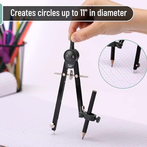 Mr. Pen- Metal Geometry Compass, Center-Wheel Design - color: Black