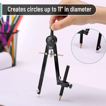 Mr. Pen- Metal Geometry Compass, Center-Wheel Design - color: Black