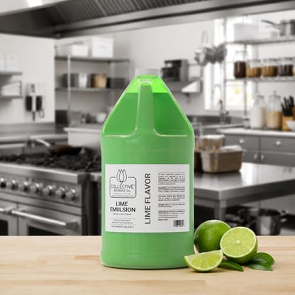 Collective Aromas Co. Lime Emulsion for Baking, Zesty Lime Flavoring Emulsion, Heat Stable Bakery Emulsion for Cakes, Cookies, Desserts & Beverage Applications, Concentrated Baking Flavor, 1 Gallon - size: Lime - 1 Gallon (128 fl oz)