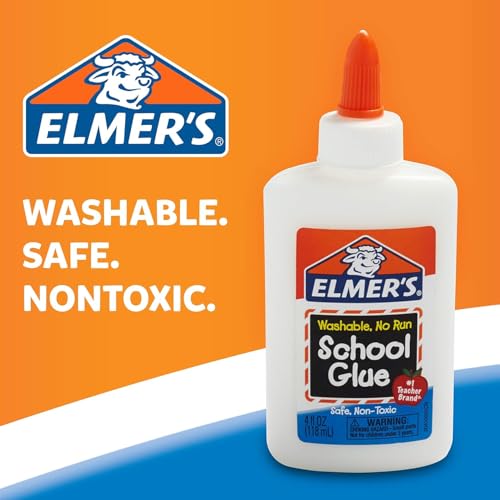 Elmer's Liquid School Glue, Slime & Craft, Safe and Non-Toxic, Washable, White, 4 Ounces Each, 12 Count - For Classroom, Home, Office, Teacher Supplies, #1 Teacher Brand - size: 4 Oz. - 12 count