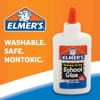 Elmer's Liquid School Glue, Slime & Craft, Safe and Non-Toxic, Washable, White, 4 Ounces Each, 12 Count - For Classroom, Home, Office, Teacher Supplies, #1 Teacher Brand - size: 4 Oz. - 12 count