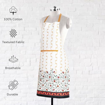 FINGERCRAFT Apron, Dual Pocket, Adjustable Tie, Multipurpose Washable Bib Apron for Home, Kitchen, Chef and Professionals - color: Golden Vine