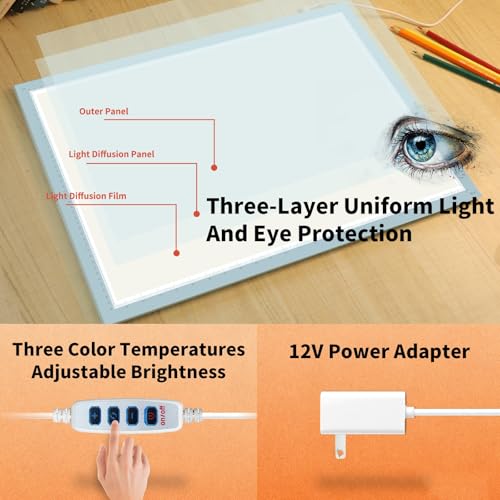 A2 Light Board for Diamond Painting, Super Bright Magnetic Light Pad, 12V2A Adapter Dimmerable，Lightbox for Tracing and Drawing, Corded Light Table for Sketching, Animation, Weeding Vinyl - size: 25.39"L x 18.31"W x 0.3"H