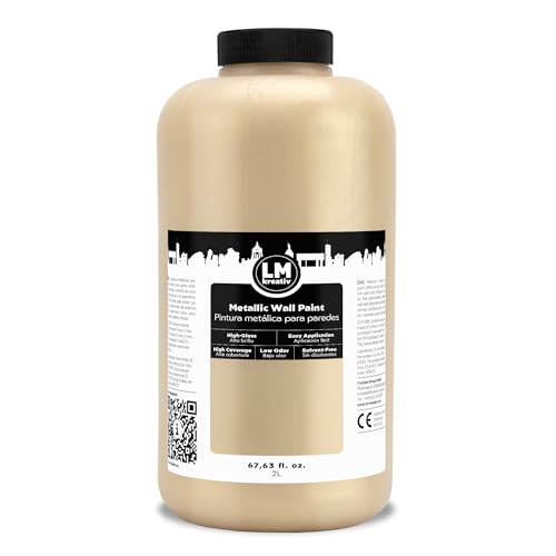 Metallic Wall Paint 67.62 fl oz - Champagne Gold - Stunning Metallic Shine for Stylish Interiors, Easy to Apply, Water-Based, Perfect for Creative Wall Designs & DIY Projects - color: Champagne Gold