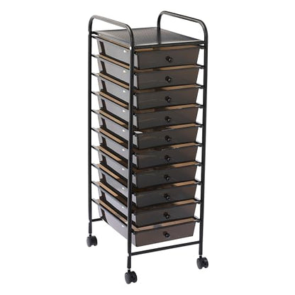 Simply Tidy 10 Drawer Matte Black Rolling Cart - Mobile Organizer with Removable Drawers, Swivel & Locking Casters, Durable Tubular Frame - 1 Set - color: Matte Black