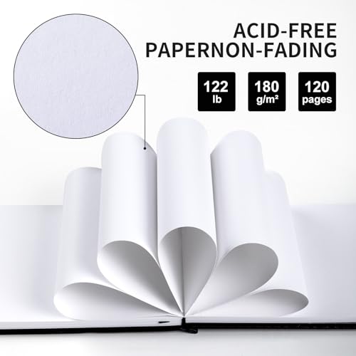 Sketchbook for Drawing, 120 Pages Sketch Book, 122LB/180GSM Thick Paper - color: Back, size: Medium (8×8INCH)