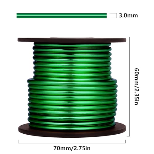 32.8FT 8 Gauge Bendable Green Aluminum Craft Wire for Jewelry Making Craft | 3mm Thick Soft Metal Sculpting Aluminum Armature Wire Roll Bulk for DIY Craft - color: Green, size: 8 Gauge