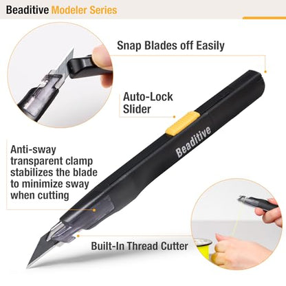High Precision Detail Craft Knife with 10 Blades - 30 Degree Blade Utility Knife - Art, Craft, Model Making (1 Black Knife, 10 Black Blades) - style: 1 Black Knife, 10 Black Blades