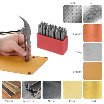 HARFINGTON 27pcs Letter Stamp Set 3/64" 1mm High Tool Steel A-Z & Punch Press Tools Metal Stamps Set Hammer Hand Punch for Metal Plastic Wood Leather Brass Stamping - size: 1mm