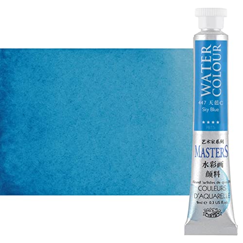 Marie's Masters Quality Watercolor Paint - Blues, 9 mL (Set of 6) - Concentrated Color, Pure Pigments, High Lightfastness Ratings - color: Blues