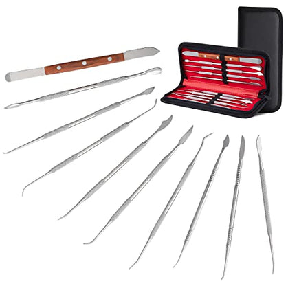 10PCS Stainless Steel Dental Wax Carving Tools Wax Carver Carving Set Surgical Dental Sculpture Knife Instrument Kit with Case