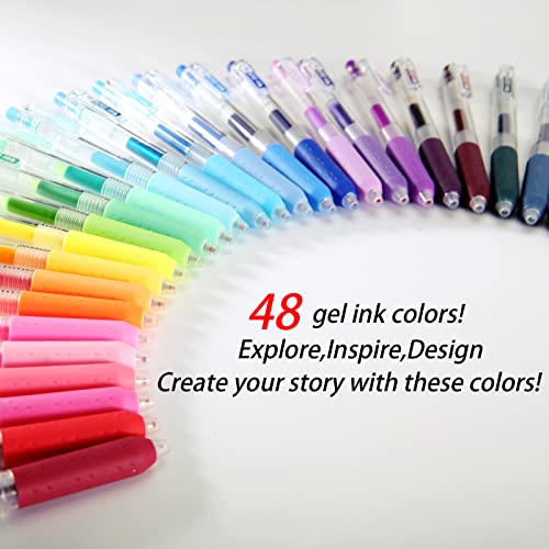AIHAO Gel Pens, 48 Colored Pen Set, Fine Point 0.5mm, Assorted Colors for Drawing, Journaling, Notes & Drawing, For School Office &Home Use - size: 48 Count (Pack of 1)