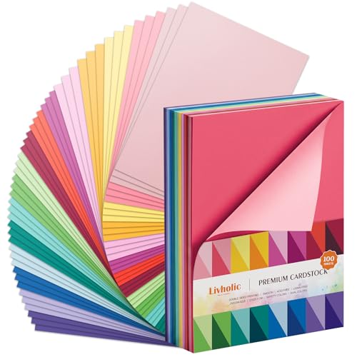 Livholic Colored Cardstock 80 lb Heavy Weight Two Tone Paper 100 Sheets - style: Assorted Color-100