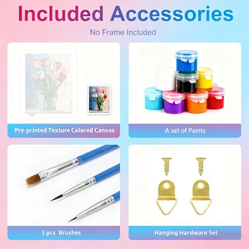 Gemozaic Tulip Paint by Numbers Kit for Adults, Rolled Canvas, 12 x 16 in - color: MT22995