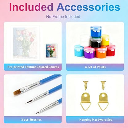 Gemozaic Tulip Paint by Numbers Kit for Adults, Rolled Canvas, 12 x 16 in - color: MT22995