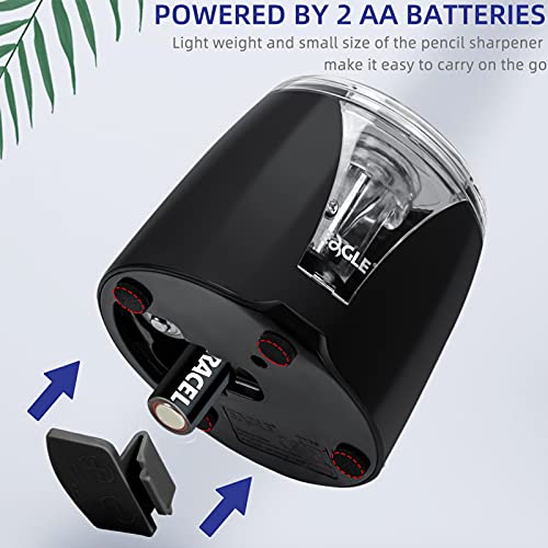 Eagle Electric Pencil Sharpener, Battery Powered, Large Shaving Holders, Carbon Steel Blades, Portable, Reusable and Replaceable Blade, Suitable for Kids, Home, School and Office use,Black - color: Black