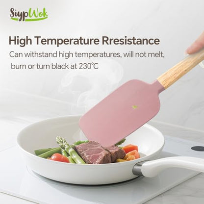 Silicone Spatula Set, Food Grade Rubber Spatula-5 Piece Nonstick Rubber Spatulas, Spoonula, Jar Scraper for Cooking, Baking, Mixing, Frosting - Heat Resistant Up to 600°F (5 Pcs Pink) - color: Pink