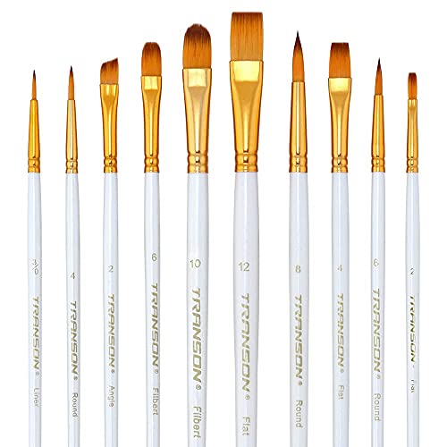 Transon 20pcs Artist Painting Brush Set for Acrylic Watercolor Gouache Hobby Craft Face Rock Painting White - color: White