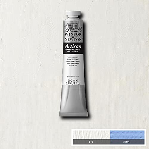 Winsor & Newton Artisan Water Mixable Oil Paint, 200ml, Titanium White | Clean with water; no solvents needed. Color depth, lightfastness, opacity/transparency are the same as traditional oils. - color: Titanium White, style: 6.75-oz