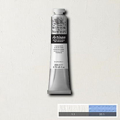 Winsor & Newton Artisan Water Mixable Oil Paint, 200ml, Titanium White | Clean with water; no solvents needed. Color depth, lightfastness, opacity/transparency are the same as traditional oils. - color: Titanium White, style: 6.75-oz