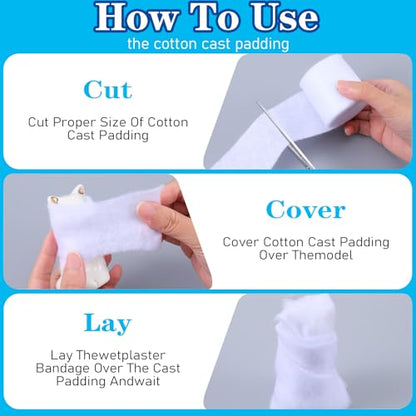 6 Rolls Cast Padding, Soft Cotton Padding Bandage Cast Use with Plaster Cloth Gauze Bandages for Halloween Wrap Bandages Art Projects Body Casts Hobby Craft, Individual Pack Bandage Wrap Rolled