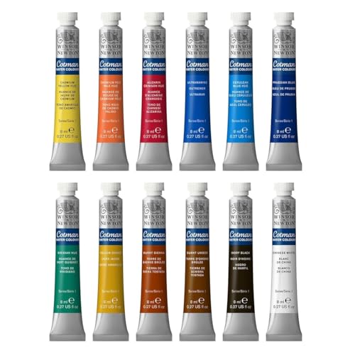 Winsor & Newton Cotman Watercolor Paint Set, 12 Colors, 8ml (0.27-oz) Tubes - style: 12 Tube Set 8ml