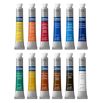 Winsor & Newton Cotman Watercolor Paint Set, 12 Colors, 8ml (0.27-oz) Tubes - style: 12 Tube Set 8ml
