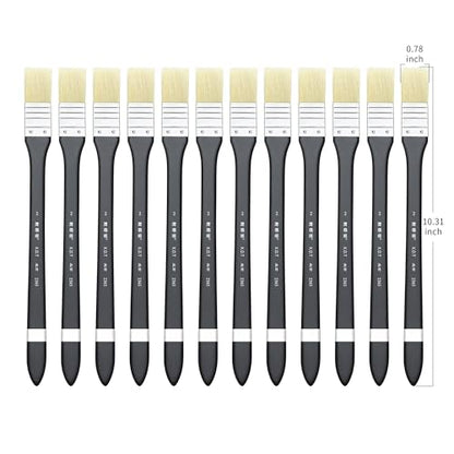 XDT#2365 Hake Artist Paint Brush 12 Piece Set #0.78in, Medium Stiff Hog Bristle Paint Brushes for Acrylic Painting, Acrylic Oil Watercolor - size: #0.78 12Pc