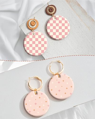 Daisy Polymer Clay Transfer Paper - 18 Pcs Spring Flower Gingham Clay Transfer Sheets for Earrings Jewelry Making - color: pink daisy