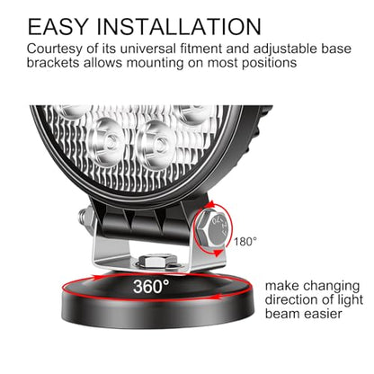 Willpower 4 inch 27W LED Work Light Bar with Magnetic Base, Cigarette Lighter Powered, Portable Off Road Light Spot Driving Fog Lights for Truck 4x4 Car Trailer Tractor Engineering Garage Camping Boat - size: 4'' - 27W - Spot