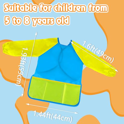 Zkptops Kid Art Smocks Waterproof Kids Painting Aprons Toddler Art Smock Kids Paint Smock with Long Sleeve 3 Roomy Pockets for Age 3-7 Years(Light Blue) - color: Y 1 Pack Light Blue