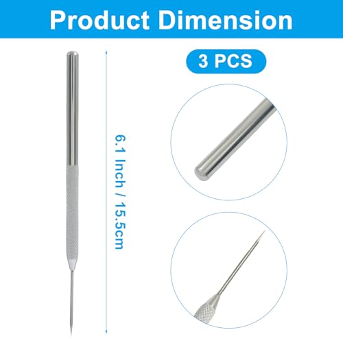 ISDVBUY 3 Pack Aluminum Clay Carving Tools 6.1 Inch Silver Stainless Steel Tips Needle Tool Set Clay Sculpting Tools for Ceramics, Sculpting, DIY Craft, Detailed Carving