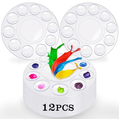 12Pcs Clear Paint Tray Palettes,Plastic Paint Pallets for Kids to Paints | Paint Trays for Students,Painting on School Project or Art Class - color: 12psclear