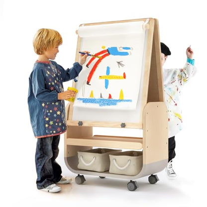 3-in-1 Kids Art Easel with Wheels - Height Adjustable, Dual-Sided Magnetic Chalkboard & Whiteboard, Storage Bags Included - Mobile Art Station for Children, 25"x21" Extra-Large Drawing Board - style: Rolling Easel