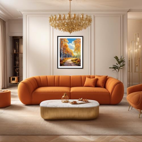 PINFFSHU Autumn Scenery Diamond Painting Kits for Adults 5D Sparkling Birch Forest Path Artwork Diamond Art Kits for Adults Full Drill Diamond Art Painting Kits Gem Art Kits for Wall Decor 12x16 Inch - color: Orange, yellow, brown, blue, white