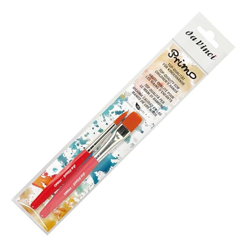 da Vinci Student Series 5019R Primo, Round and Flat Synthetic with Red Handle, Sizes 12 and 16 - color: Red, style: Synthetic