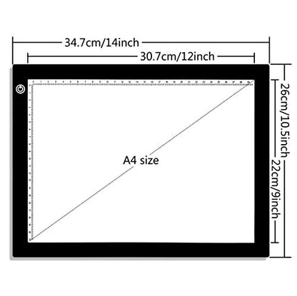 Big Sale ! A4 LED Light Box for Tracing, 60 LEDs Light Pad with Scale Ultra-Thin Continuously Brightness Adjustment USB LED Copy Board for Tracing, Tattoo Drawing or X-ray Viewing. - style: A4