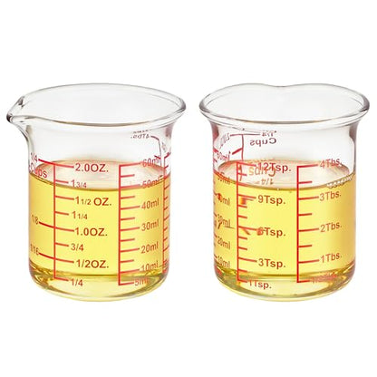 Ackers BORO3.3 2 oz Glass Measuring Cups with V-Shaped Spout, 2 Pack - size: 60 ML (2 Oz)-Pack of 2