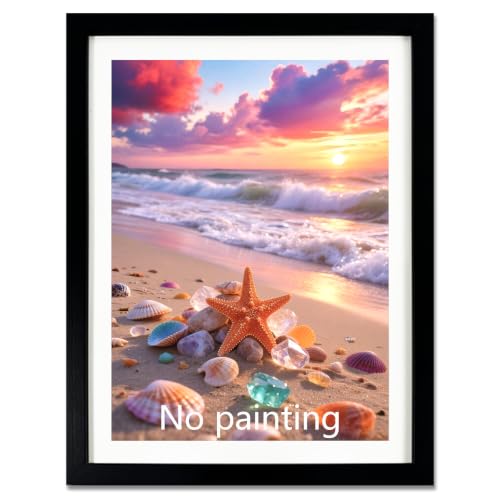 Muzagroo Art Premium Diamond Art Frame for 12x16in Canvas Diamond Painting Frame with White Mat Border Shatter-Resistant Plexiglass Frame for Diamond Painting Ready to Hang (1P) - color: Frame