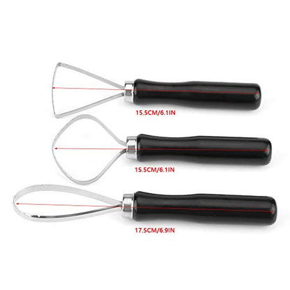Clay Trimming Tool,Pottery Trimming Tools, 3 Pcs/Set Wood Pottery Clay Sculpture Big Loop Tool 3pcs Sculpting Tools Ceramic with Steel Flat Wire