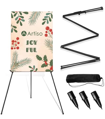 Display Easel Stand for Sign, Portable Artist Painting Easels,1PC Black | Lightweight Durable Tripod with Bag&Replaceable Nail, Adjustable Artist Easels for Outdoor Painting Canvas/Posters/Wedding - color: Black