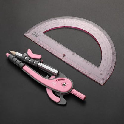 Mr. Pen- Geometry Compass and Protractor Set, 6 Inch Compass - color: Rogue Pink, size: 1 Set