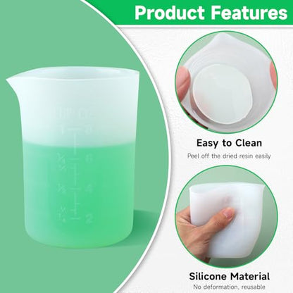 Gartful 250ml Large Silicone Measuring Cups, 8OZ Reusable Squeeze and Pour Resin Cups for Epoxy, Casting Molds, Slime, Craft Art Projects, Cup Making, Waxing, 6 Packs - size: 250ml*6