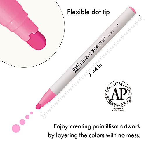 Kuretake CLEAN COLOR DOT Single Hightlight 6 colors set, Flexible dot tip marker, for Journals, Crafts, Illustration, Lettering, Planners, for Adult, Kids, Made in Japan - style: Hightlight 6 colors set(single tip)
